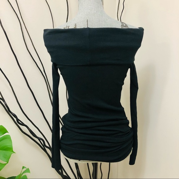 Zara Off Shoulder Mini Black Dress Knit Top Longsleeves - Picture 8 of 9